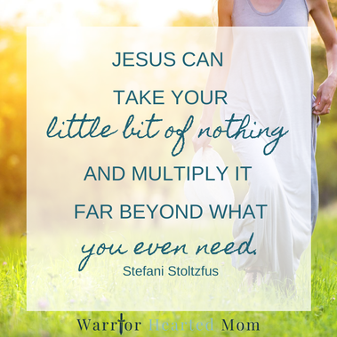 Jesus can take your little bit of nothing and multiply it far beyond your greatest need. | picture: Woman walking in the field